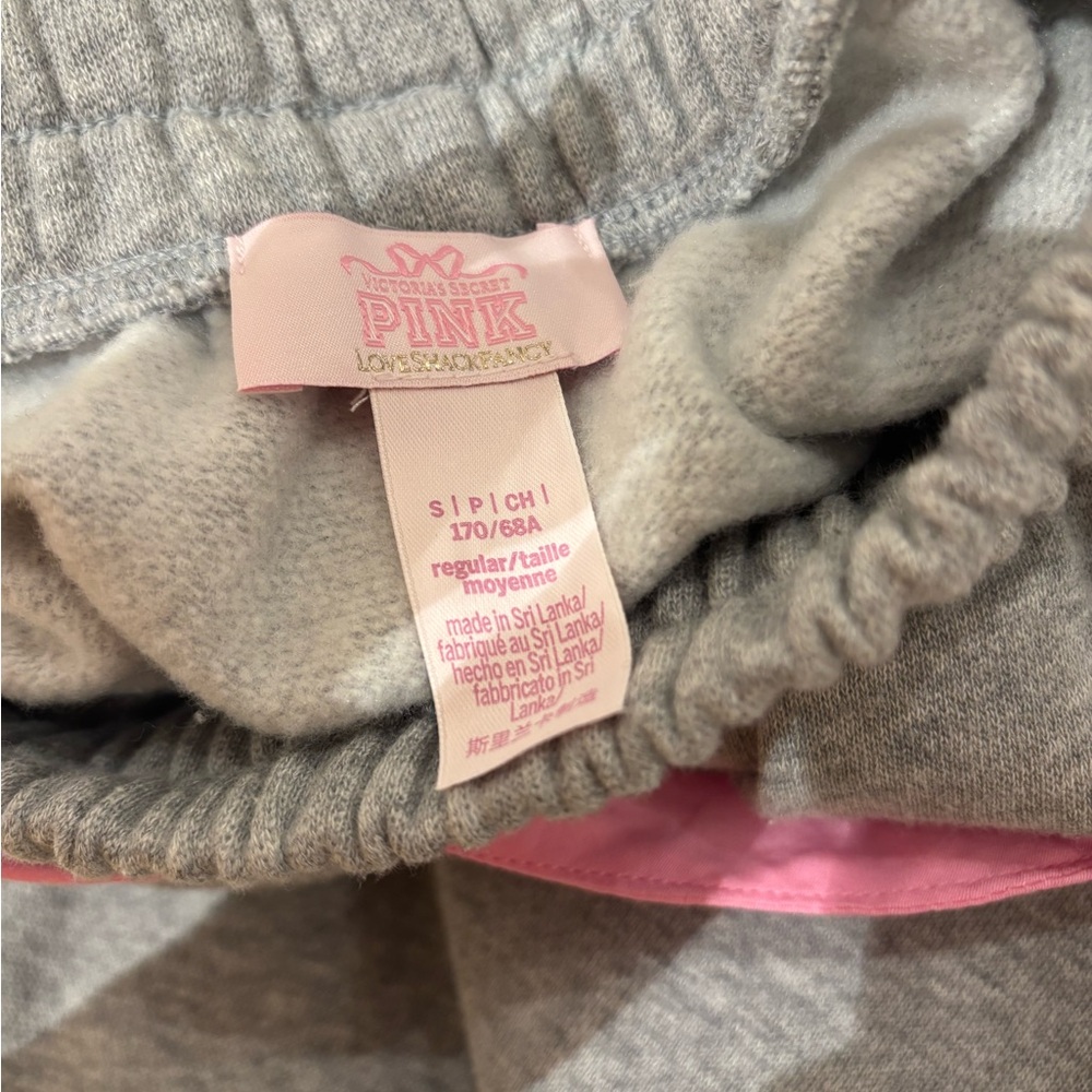 PINK Victoria's Secret and LoveShackFancy Collab Gray and Pink Sweatpants - Picture 2 of 4